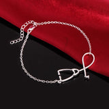 925 Silver Stethoscope Bracelet 8 Inches for Women