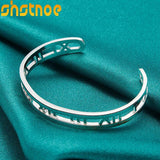 925 Silver Roman Numerals Open Bangle Bracelet Adjustable