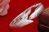 925 Silver Lucky Fish Bracelet Bangle for Women