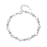 925 Silver Love Heart Zirconia Charm Bracelet Crystal Wedding Party Jewelry