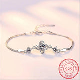 925 Silver Twist Flower Zirconia Bracelet Women Crystal Clover Pulseira Jewelry