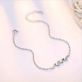 925 Silver Crystal Leaves Bracelet For Women Wedding Jewelry