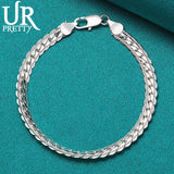 925 Sterling Silver 6mm Lace Chain Bracelet for Women Wedding Engagement