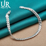 925 Sterling Silver 6mm Lace Chain Bracelet for Women Wedding Engagement