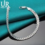 925 Sterling Silver 6mm Lace Chain Bracelet for Women Wedding Engagement