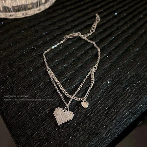 Double Layer Love Titanium Steel Bracelet Feminine Sweet All-Match