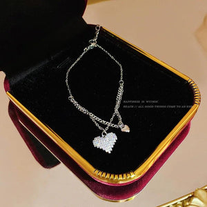 Double Layer Love Titanium Steel Bracelet Feminine Sweet All-Match