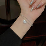 Double Layer Love Titanium Steel Bracelet Feminine Sweet All-Match
