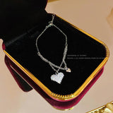 Double Layer Love Titanium Steel Bracelet Feminine Sweet All-Match