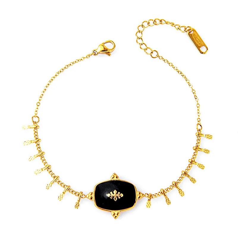 French Retro Star Bracelet 14K Plated Stainless Steel Drip Oil Man's Women