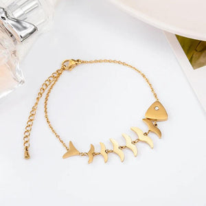 Fishbone Bracelet Women's Double Wear Anklet Jewelry