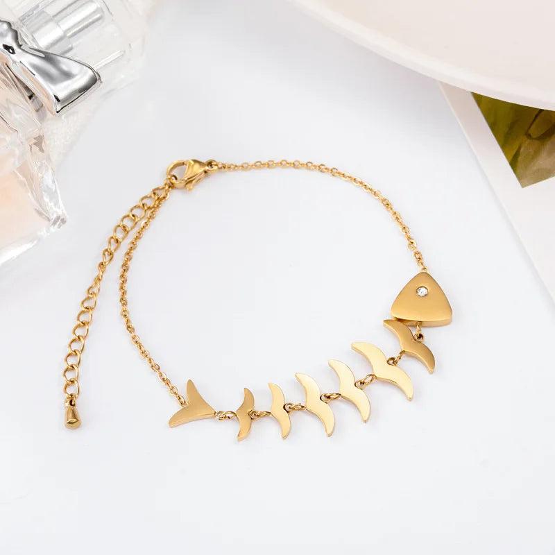 Fishbone Bracelet Women's Double Wear Anklet Jewelry