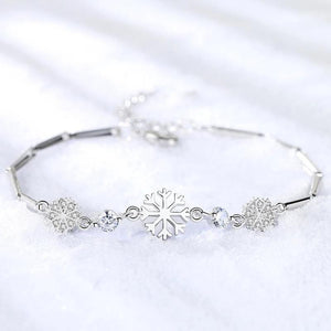 925 Sterling Silver Snowflake Bracelet for Women, Christmas Party Gift