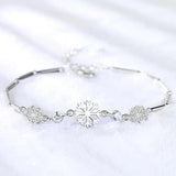 925 Sterling Silver Snowflake Bracelet for Women, Christmas Party Gift