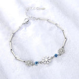 925 Sterling Silver Snowflake Bracelet for Women, Christmas Party Gift