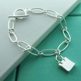 925 Silver Nice Bag Shoes Charms Bracelet Gift