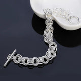 925 Silver Bracelet Round Circle Chain Bangles Women Gift