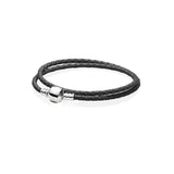 925 Sterling Silver Pink Leather Charm Bracelet for DIY Men Women