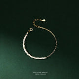 925 Silver Irregular Pearl Chain Bracelet for Women