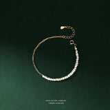 925 Silver Irregular Pearl Chain Bracelet for Women