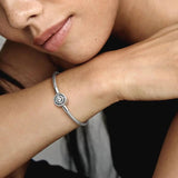 925 Silver Bracelet Women Charms Beads Heart Star Crystals Bangles