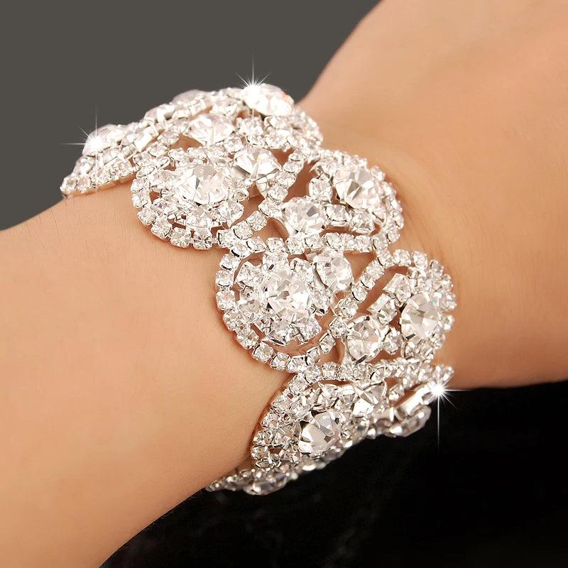 925 Silver Zircon Crystal Charm Bracelet Wedding Jewelry