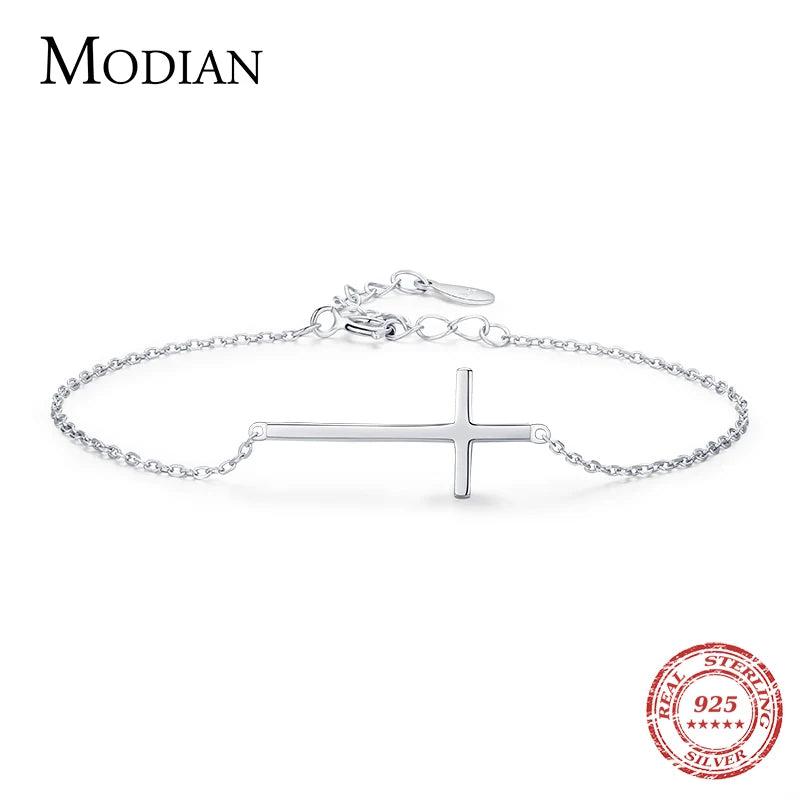 925 Silver Cross Bracelets Chain for Women Girls