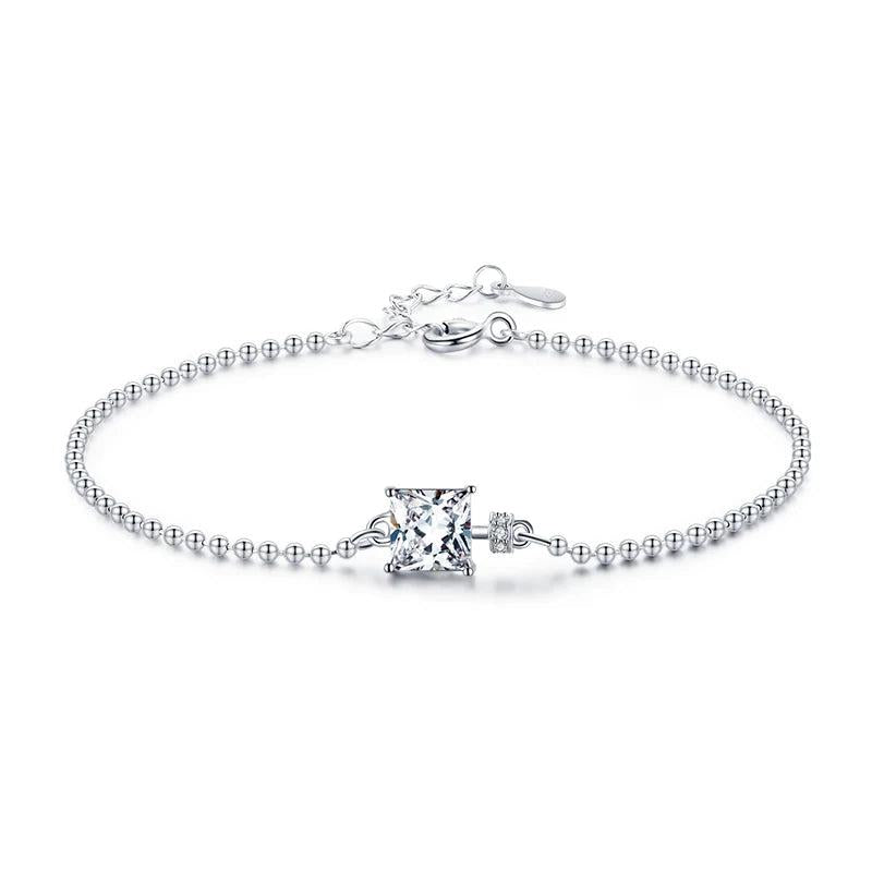 Clear CZ Bracelets 925 Sterling Silver Chain Bracelet for Wedding