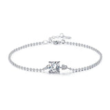 Clear CZ Bracelets 925 Sterling Silver Chain Bracelet for Wedding