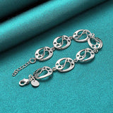925 Silver Heart Chain Bracelet for Women Wedding Charm