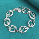 925 Silver Heart Chain Bracelet for Women Wedding Charm