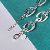 925 Silver Heart Chain Bracelet for Women Wedding Charm