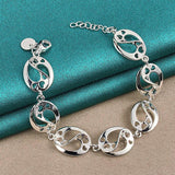 925 Silver Heart Chain Bracelet for Women Wedding Charm