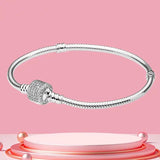 925 Silver Bracelet Star Clasp Snake Chain Rose DIY Charms Bracelet
