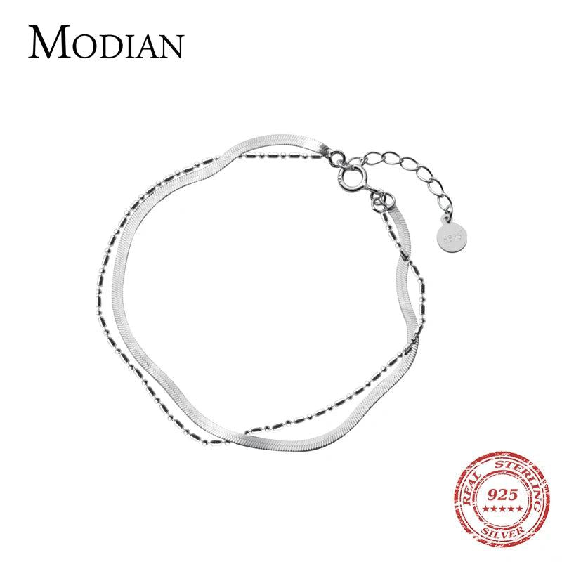 Minimalist Bamboo Chain Bracelet 925 Sterling Silver
