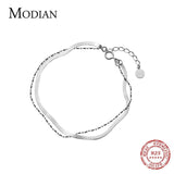 Minimalist Bamboo Chain Bracelet 925 Sterling Silver