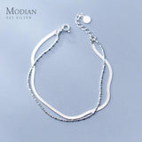 Minimalist Bamboo Chain Bracelet 925 Sterling Silver