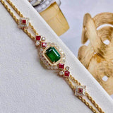 Geometric Green Zirconia Chain Bracelet