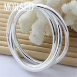 925 Sterling Silver Bracelet Bangles Women Three Lines Solid Bracelet Jewelry