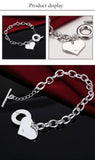 925 Sterling Silver Heart Chain Bangle Bracelet