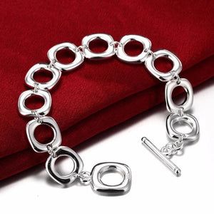 Lekani 925 Silver Lucky Bracelet Cuff Bangle Jewelry Gift