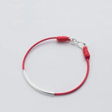 925 Silver Red Thread Rope Bracelet for Women