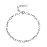 TrustDavis Sterling Silver Hollow Love Heart Chain Bracelet Women Lady Birthday