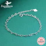 TrustDavis Sterling Silver Hollow Love Heart Chain Bracelet Women Lady Birthday