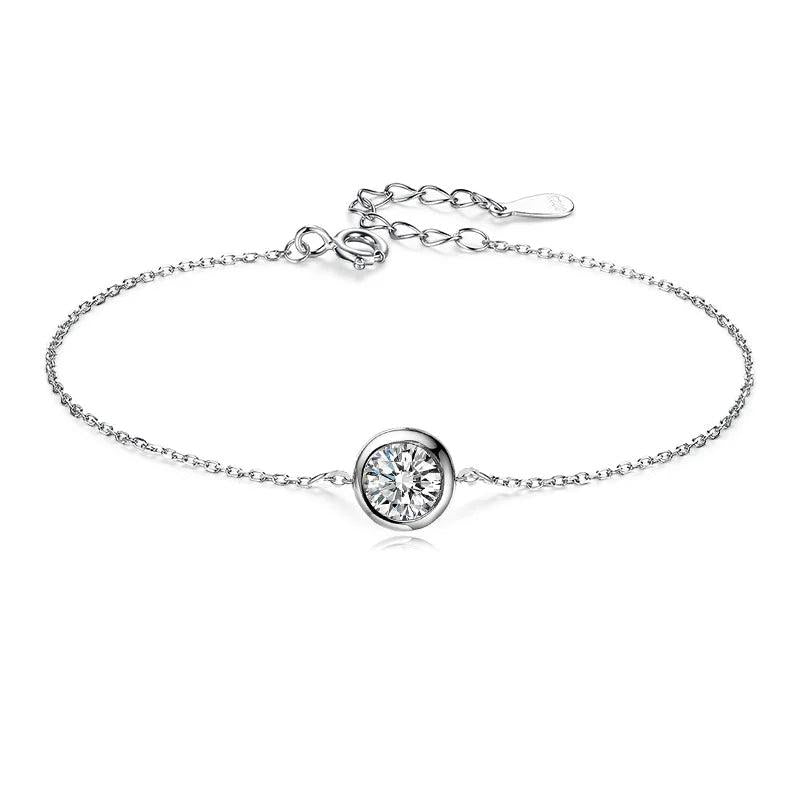 Trustdavis 925 Silver Round CZ Bracelet for Women Gift