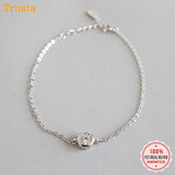Trustdavis 925 Silver Round CZ Bracelet for Women Gift