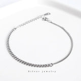 925 Silver Punk Splicing Chain Bracelet Women Classic Party Jewelry