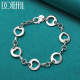 925 Sterling Silver Heart Chain Bracelet Women Wedding Jewelry