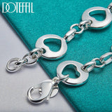 925 Sterling Silver Heart Chain Bracelet Women Wedding Jewelry