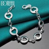925 Sterling Silver Heart Chain Bracelet Women Wedding Jewelry